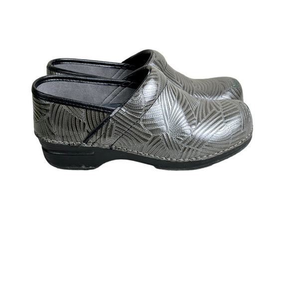 Dansko Metallic Gray Green Leather Clogs Career Work Nurse Size 38 (US 7.5-8) - Picture 4 of 14